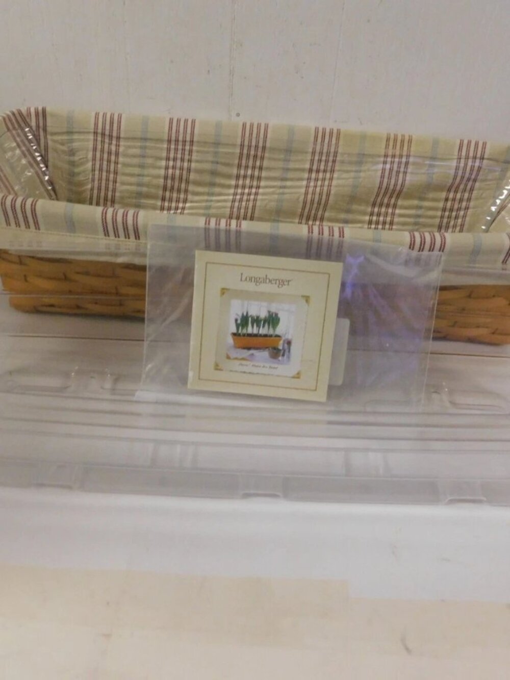 Longaberger 2002 Window Box Basket # 2 & Fabric Liner & 2 Protectors